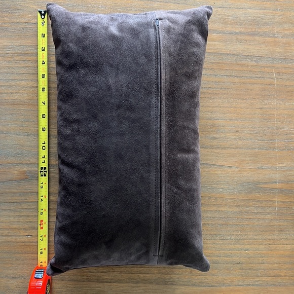 New Never Used Chocolate Leather Suede Pillow Cover with Down Insert - Picture 4 of 6